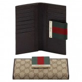 Brun Gucci Continental Portefeuille Logo Gravé Script France